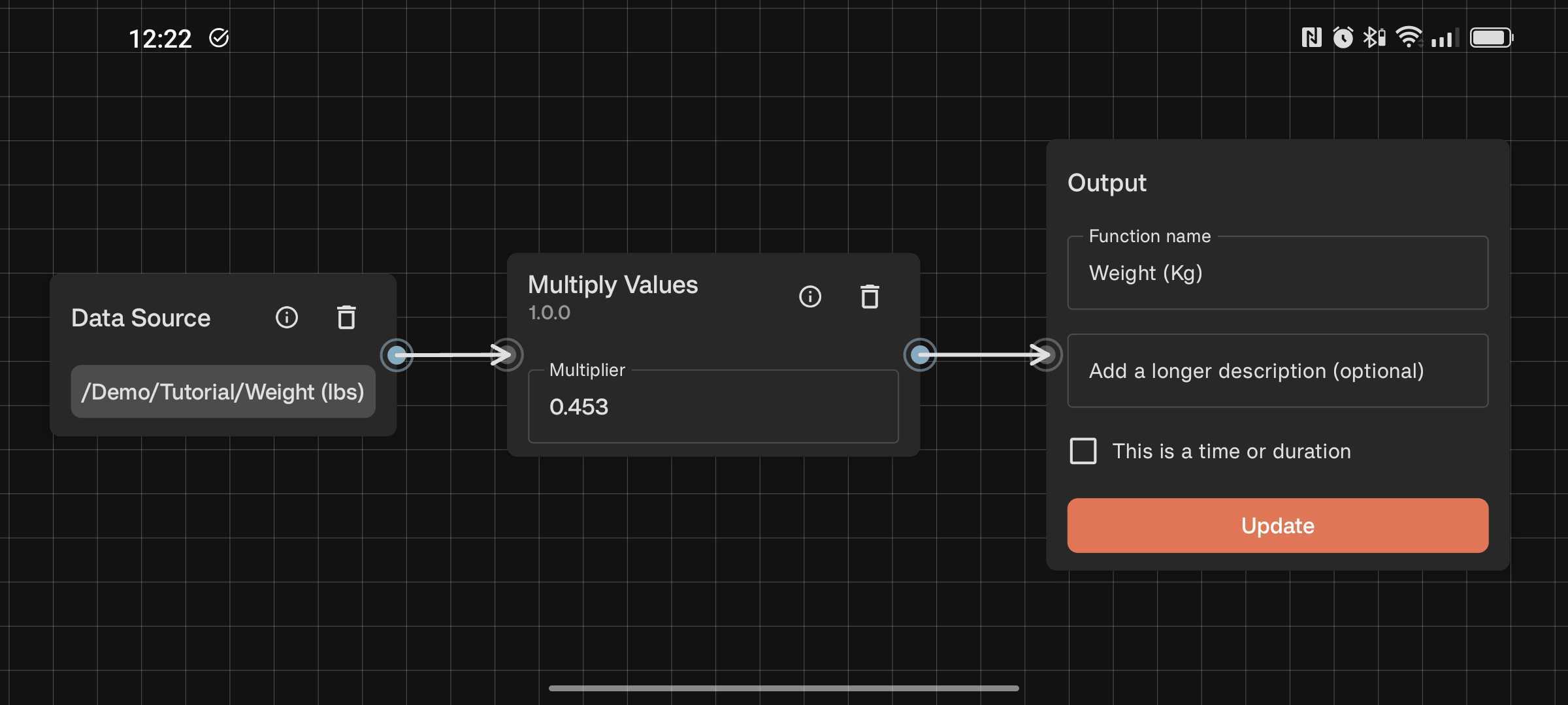 Converting weight from pounds to kilograms using Multiply Values